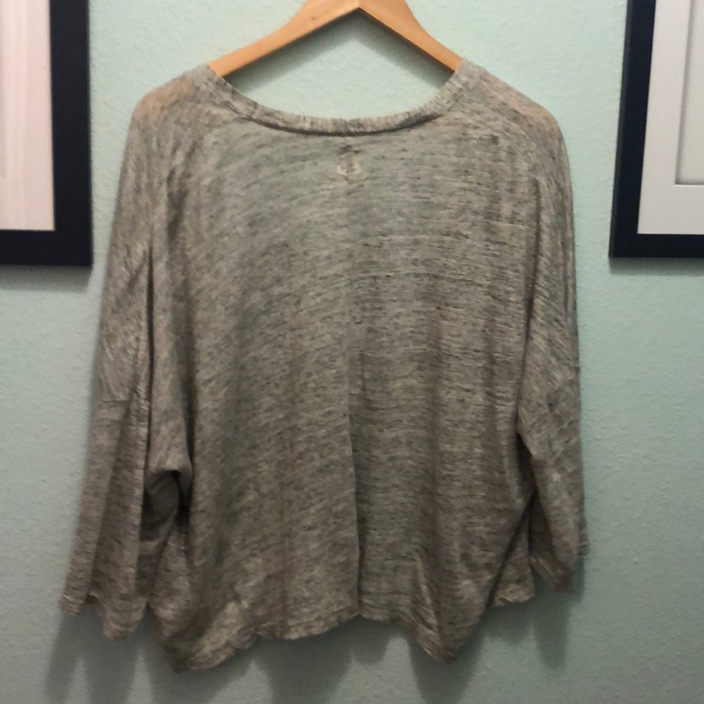 Gap linen marled grey open front cardigan - Picture 2 of 3